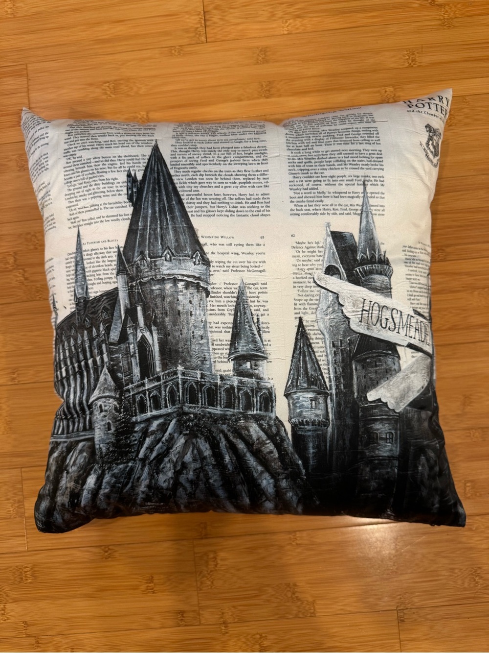 Black & White Hogwarts Castle Accent Pillow - Home Accents